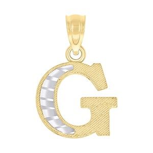10kt 10k Two-Tone Gold Unisex Diamond-Cut Initial G Charm Pendant